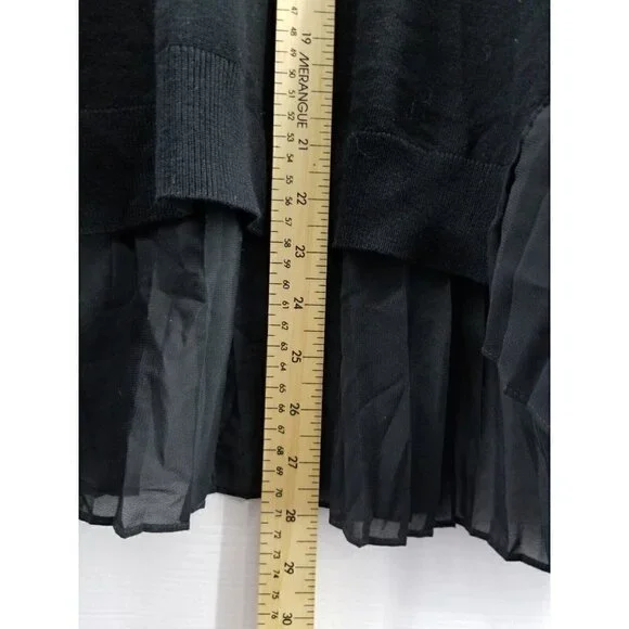Adrianna Papell Black Sweater Sheer Pleated Back Size L - Picture 7 of 8